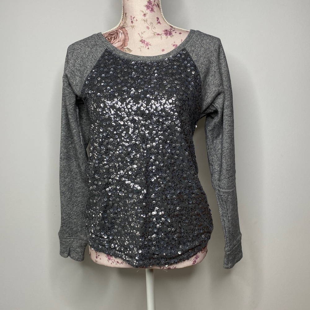 EXPRESS Glitter Raglan Top Long Sleeves